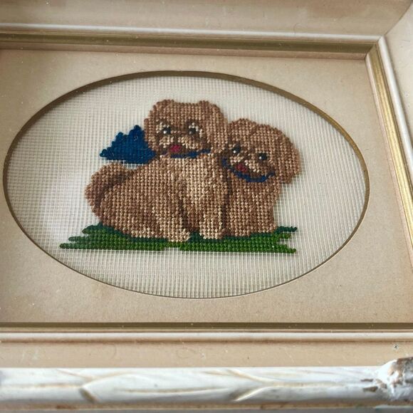 VTG Micro Needlepoint Shih Tzu Puppy Art Signed Marge Higgins Cottagecore Galler - Picture 8 of 10